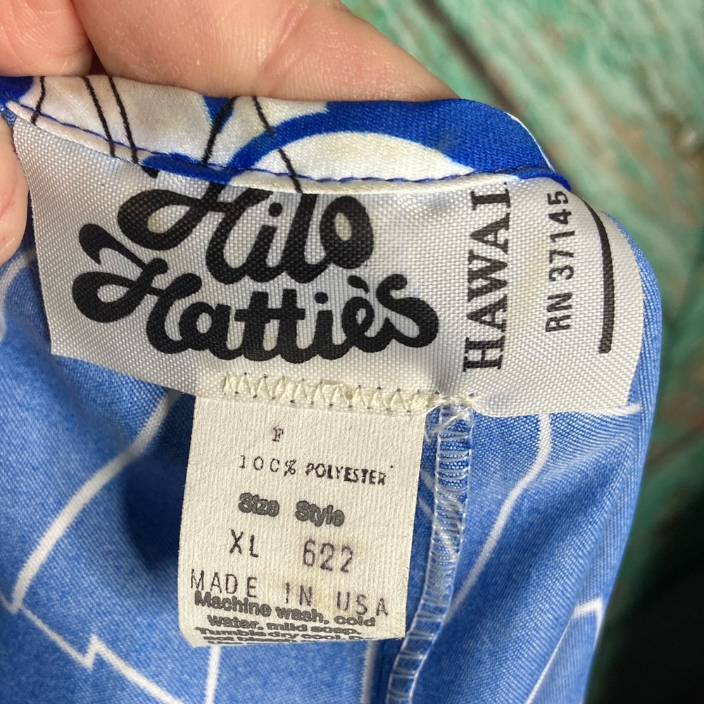 Vintage Hilo Hattie’s Hawaiian Blue Hibiscus Floral Maxi Dress MuMu - Picture 7 of 7